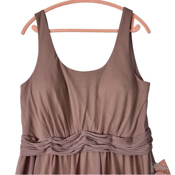 Birdy Grey Jan Chiffon Gown Sleeveless Mauve Scoop Neck Pockets Lined 2X NEW - Picture 3 of 8